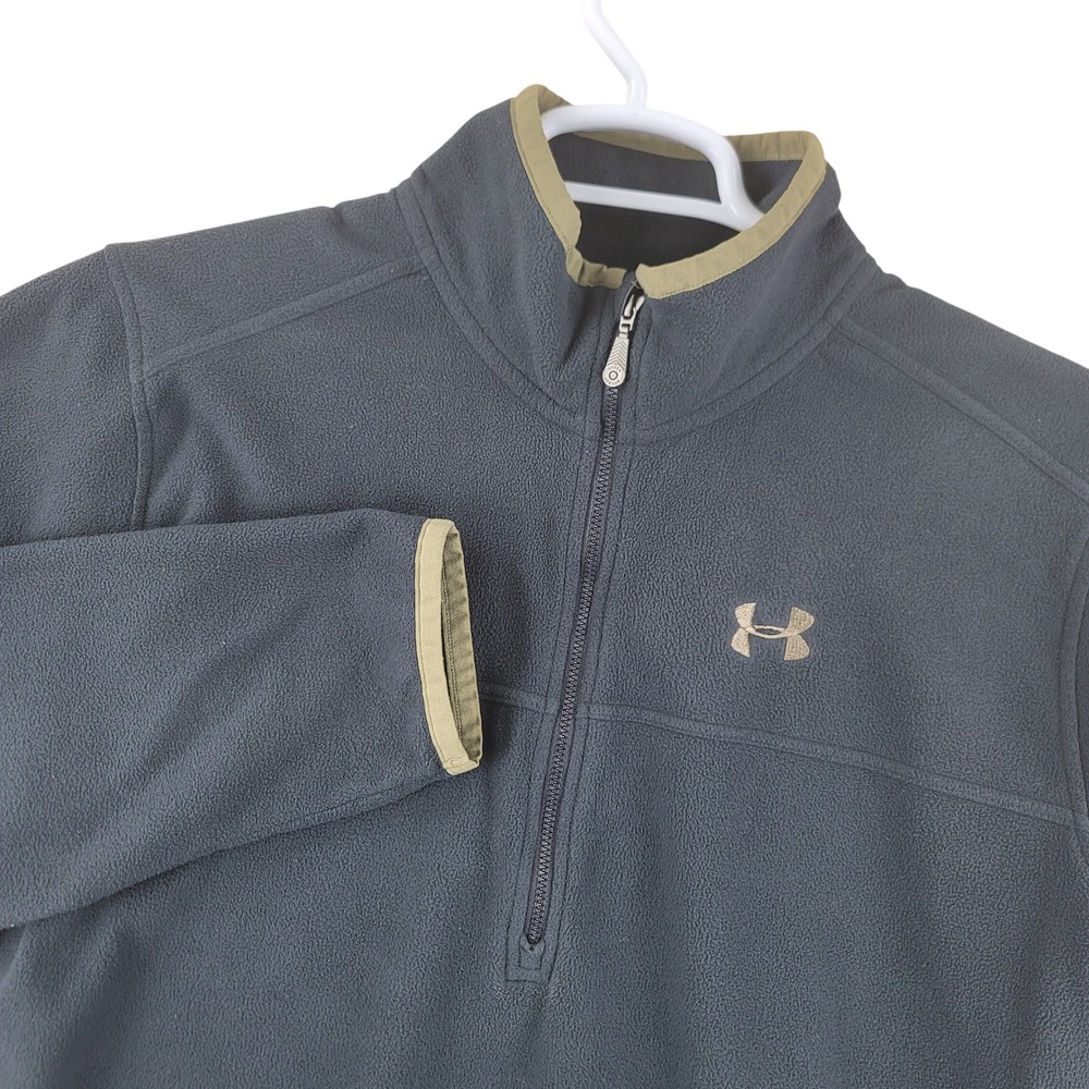 Under Armour Fleece Pullover Mens XL Gray Quarter Zip Performance Embroidered